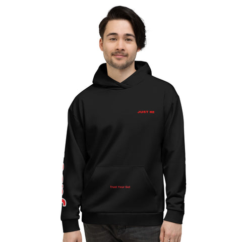 Hoodies4You "Just Me", "Trust Your Gut" Black w/Red Letter and Black Hood