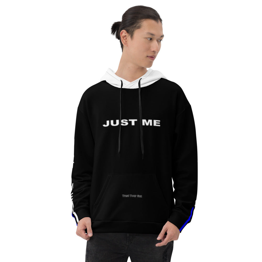 Hoodies4You "Just Me" Dual Stripes Black w/White Hood