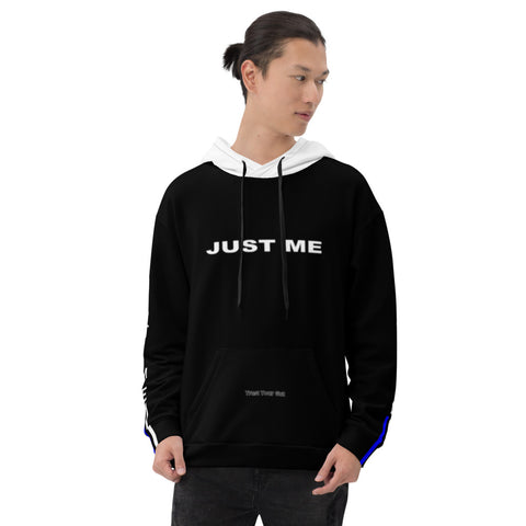Hoodies4You "Just Me" Dual Stripes Black w/White Hood