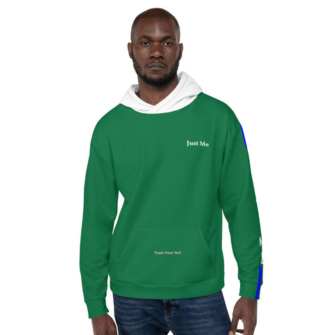 Hoodies4You "Just Me" Dual Stripes Green w/White Hood
