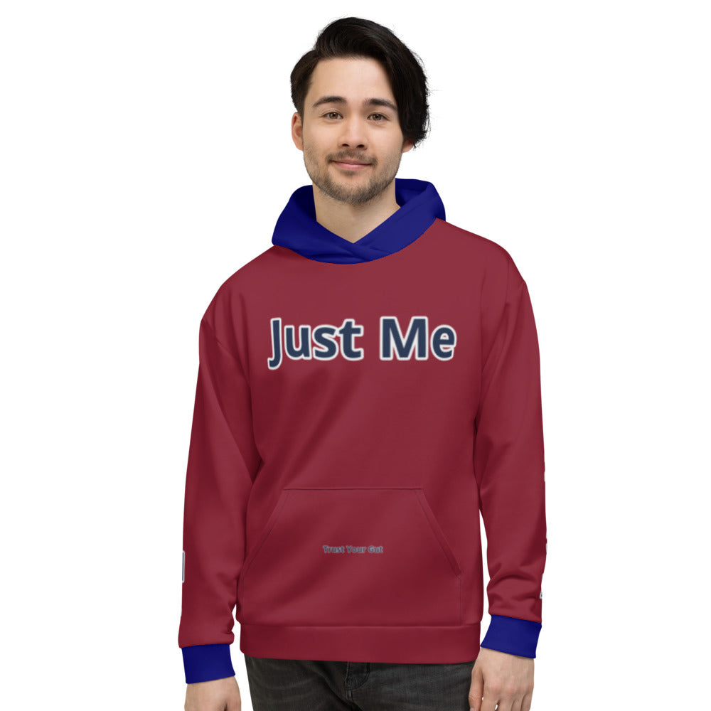Hoodies4you "Just Me" "Trust Your Gut" Ruby Red w/Blue Hood