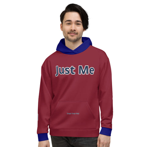 Hoodies4you "Just Me" "Trust Your Gut" Ruby Red w/Blue Hood