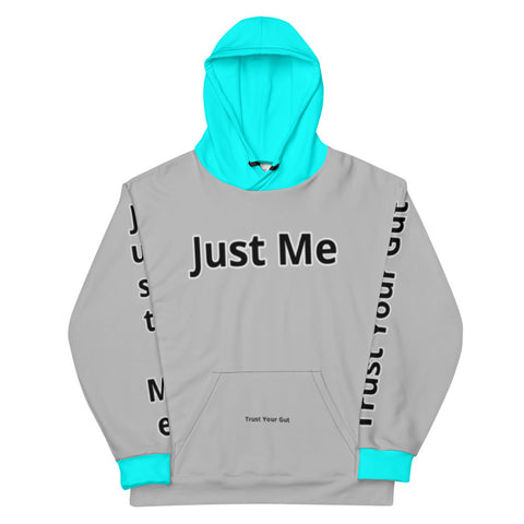 Hoodies4you "Just Me" "Trust Your Gut" Grey w/Aqua Blue Cuffs and Hood
