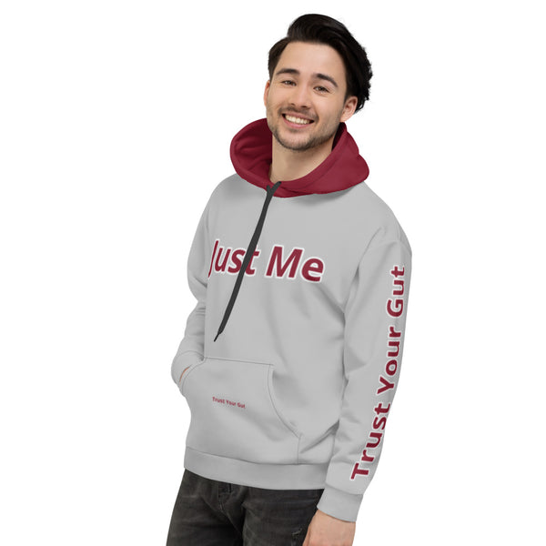 Hoodies4You "Just Me" "Trust Your Gut" Grey w/Ruby Red Hood
