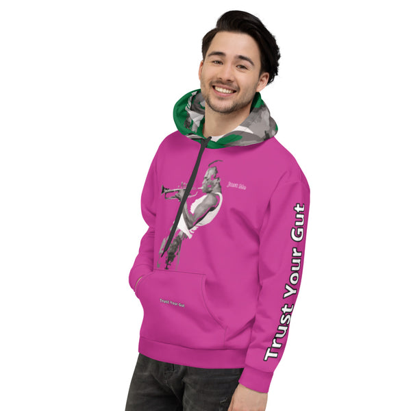 Hoodies4you "Just Me" "Trust Your Gut" Miles Davis Pink w/Forest Green Hood