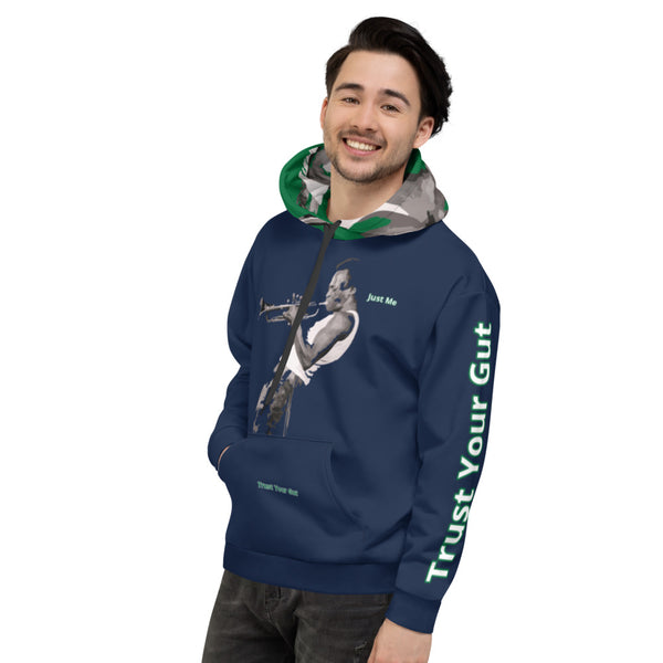 Hoodies4you "Just Me" "Trust Your Gut" Miles Davis Blue w/Forest Green Hood