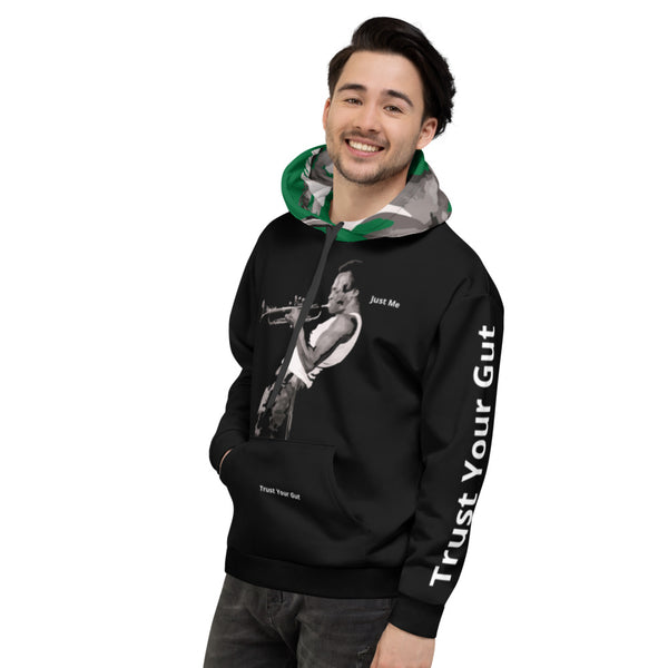 Hoodies4you "Just Me" "Trust Your Gut" Miles Davis Black w/Forest Green Hood