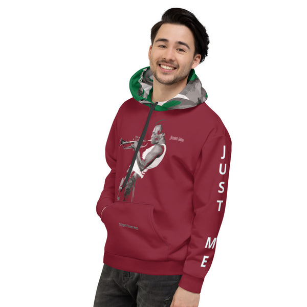 Hoodies4you "Just Me" "Trust Your Gut" Miles Davis Ruby Red w/Forest Green Hood