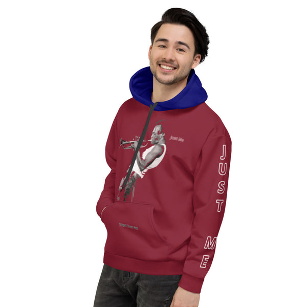 Hoodies4you "Just Me" "Trust Your Gut" Miles Davis Ruby Red w/Blue Hood