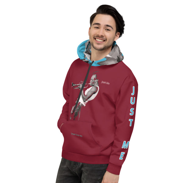 Hoodies4you "Just Me" "Trust Your Gut" Miles Davis Ruby Red w/Blue Hood
