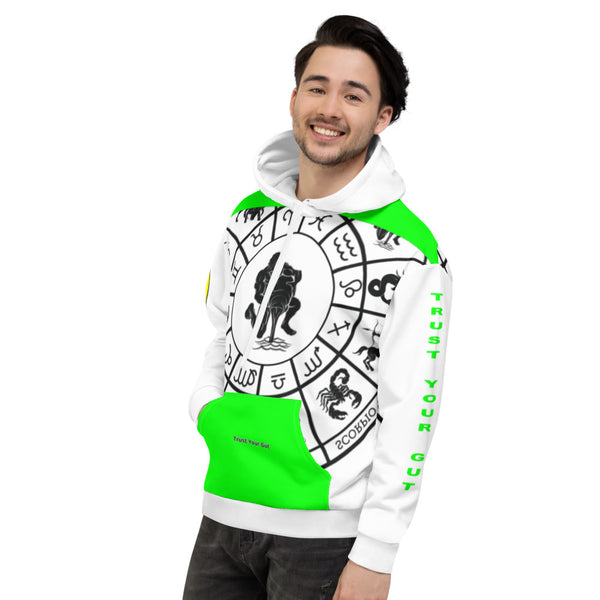 Aquarius "Just Me" "Trust You Gut" White w/White Hood, Green Pocket