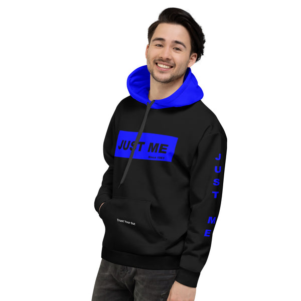 Hoodies4You "Just Me", "Trust Your Gut" Black w/Blue Box and Hood "Since 1961" Back Tag