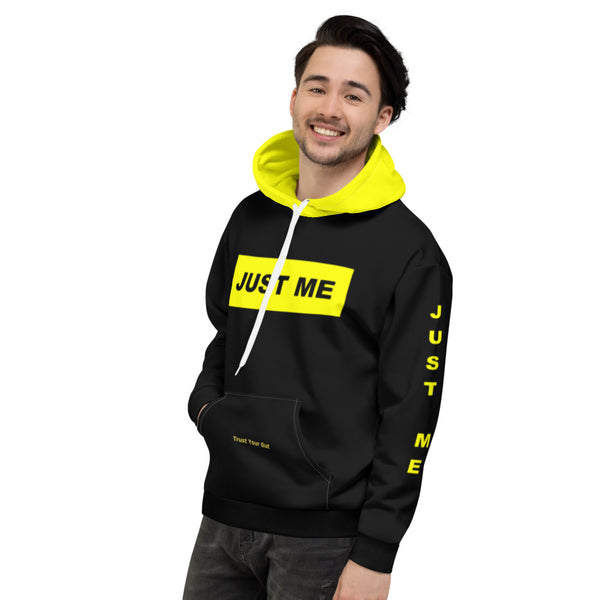 Hoodies4You "Just Me" "Trust Your Gut" Black w/ Green Letter and Yellow Hood (Back Tag)