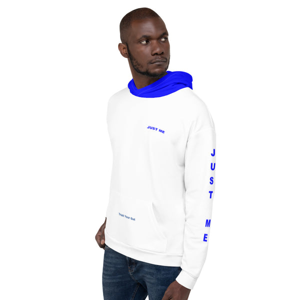 Hoodies4You "Just Me" "Trust Your Gut" White w/Blue Letter and Hood