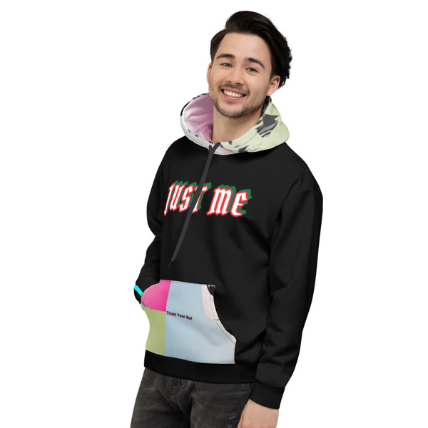 Hoodies4You "Just Me" "Trust Your Gut" Men's Black w/Colorful Hoodie