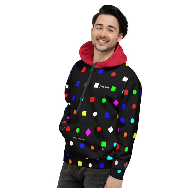 Hoodies4You "Just Me" Colorful Shapes w/Ruby Red Hood
