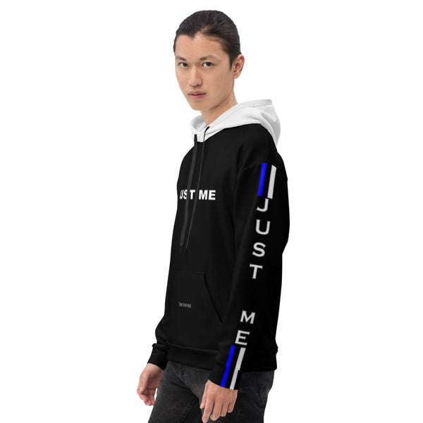 Hoodies4You "Just Me" Dual Stripes Black w/White Hood
