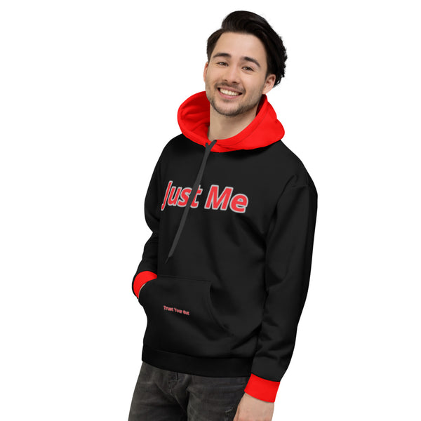 Hoodies4you "Just Me" "Trust Your Gut" Black w/Red Cuffs and Hood