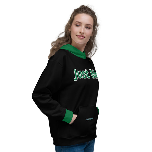 Hoodies4you "Just Me" Black w/Forest Green Cuffs and Hood