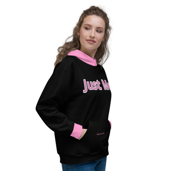 Hoodies4you "Just Me" Black w/Bubble Gum Pink Cuffs and Hood