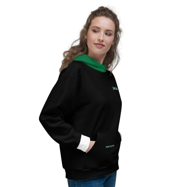 Hoodies4You "Just Me" Black w/White Cuffs and Forest Green Hood (SP)