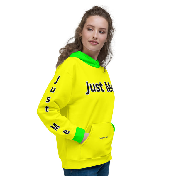 Hoodies4you "Just Me" "Trust Your Gut" Yellow w/Neon Green Cuffs and Hood