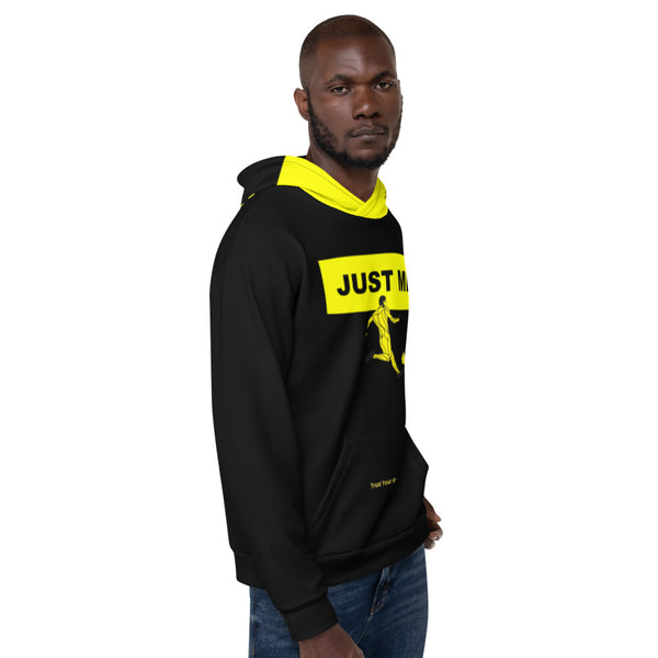 Hoodies4You "Just Me" "Trust Your Gut" Soccer Black w/Yellow and Black Hood