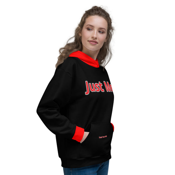 Hoodies4you "Just Me" Black w/Red Cuffs and Hood