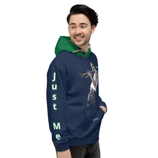 Hoodies4you "Just Me" "Trust Your Gut" Miles Davis Blue w/Forest Green Hood