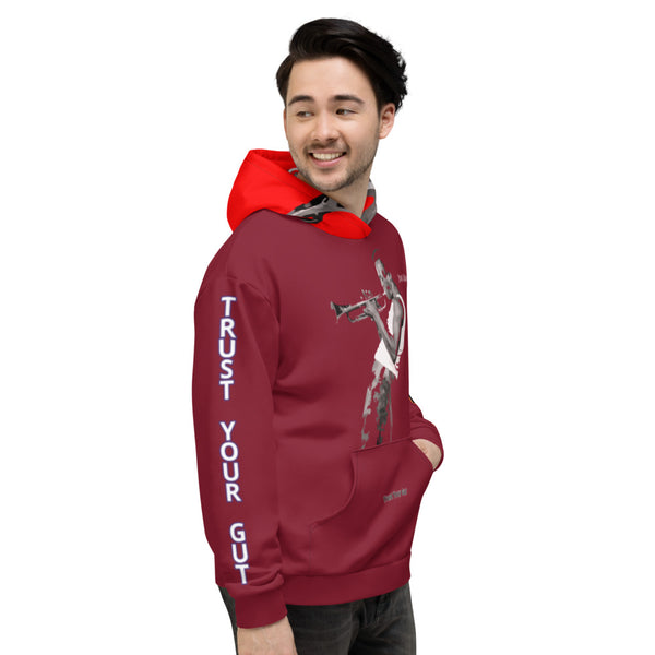 Hoodies4you "Just Me" "Trust Your Gut" Miles Davis Ruby Red w/Red Hood