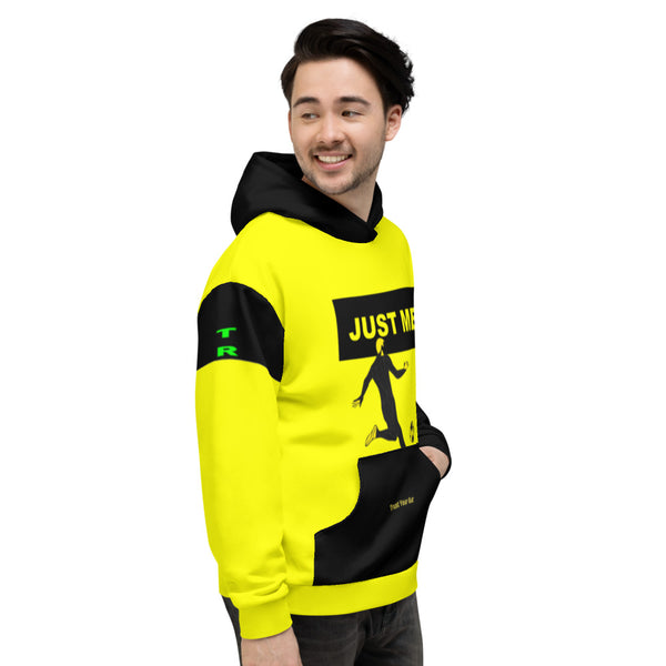 Hoodies4You "Just Me" "Trust Your Gut", Men's Soccer Yellow w/Black Hood W/Back Tag