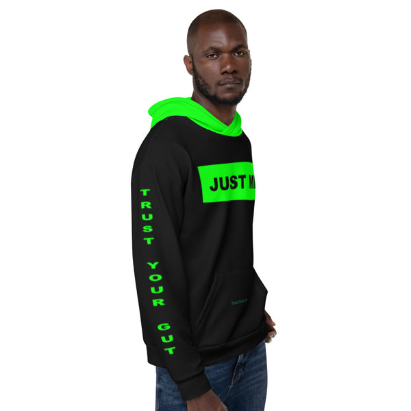Hoodies4You "Just Me", "Trust Your Gut" Black w/Neon Green Hood