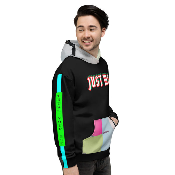 Hoodies4You "Just Me" "Trust Your Gut" Men's Black w/Colorful Hoodie