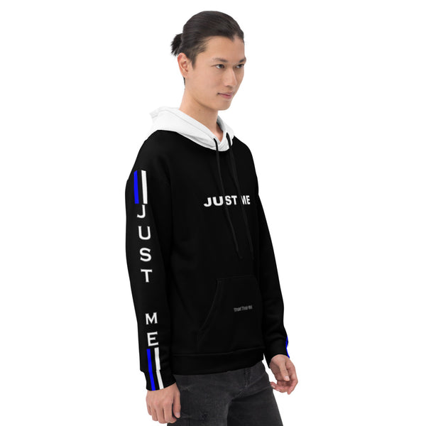 Hoodies4You "Just Me" Dual Stripes Black w/White Hood