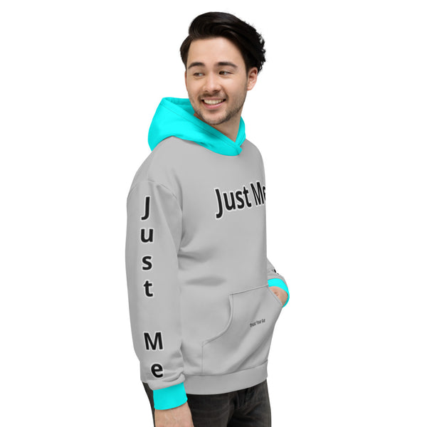 Hoodies4you "Just Me" "Trust Your Gut" Grey w/Aqua Blue Cuffs and Hood