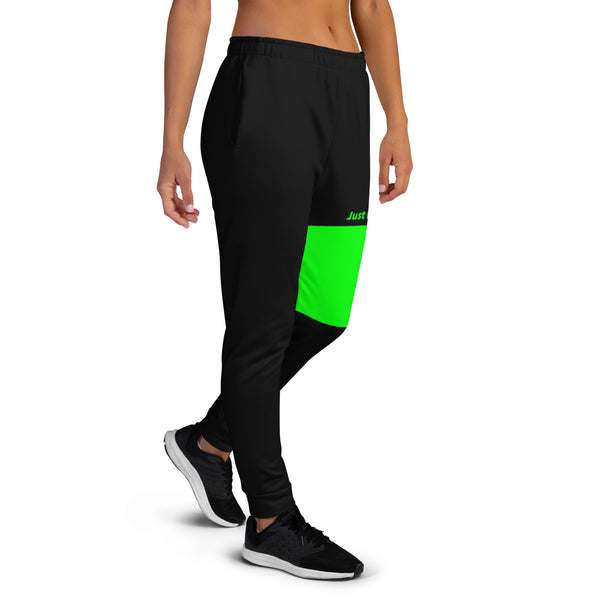 Hoodies4you "Just Me" Black/Green Women's Joggers Pants #028