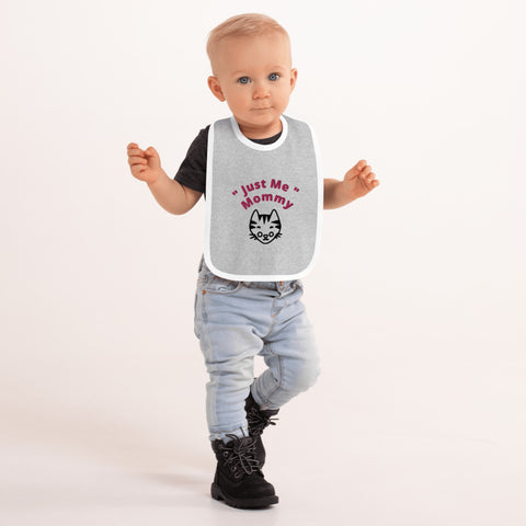 Hoodies4You "Just Me Mommy" Embroidered Baby Bib