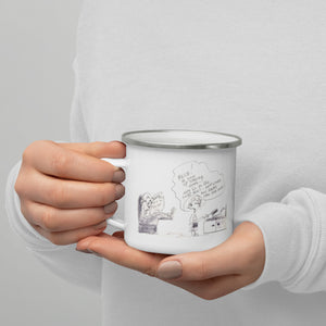 Hoodies4You "Don and Millie" Enamel Mug "Millie! I'm sick of staying at home - Let's go to the Swapmeet - 99 cents store and Ralphs, (the far one)