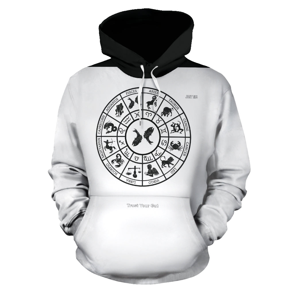 Hoodies4You "Just Me" "Trust Your Gut" Pisces White w/Black Hood