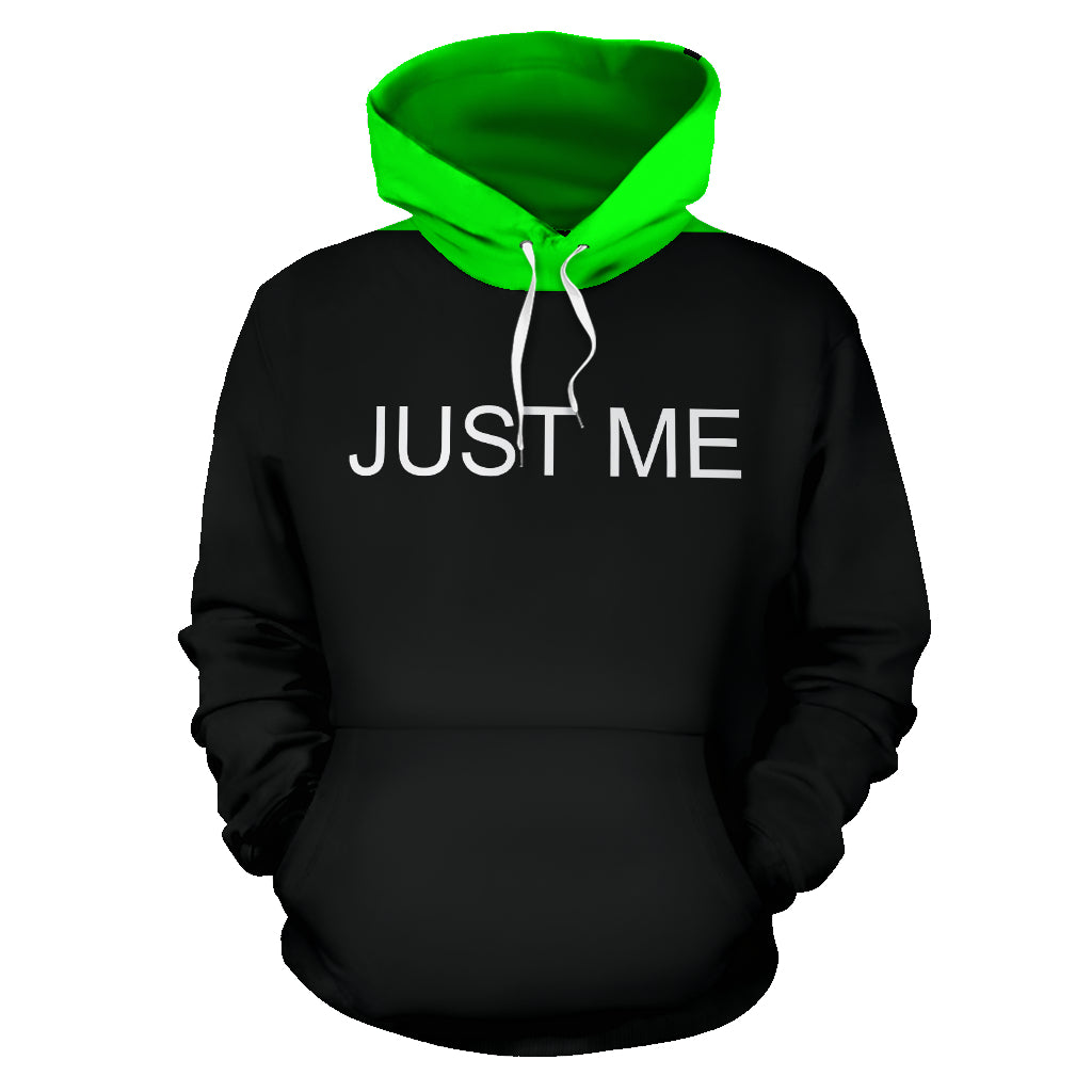 Hoodies4You "JUST ME" Black w/Neon Green Hood, Green Side Stripes