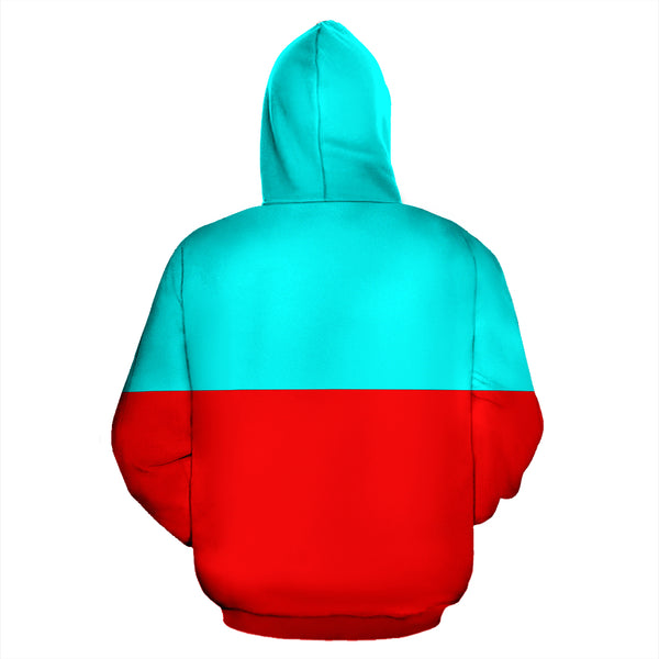 Hoodies4You "You are a Star" Red/Aqua Blue w/Aqua Blue Hood