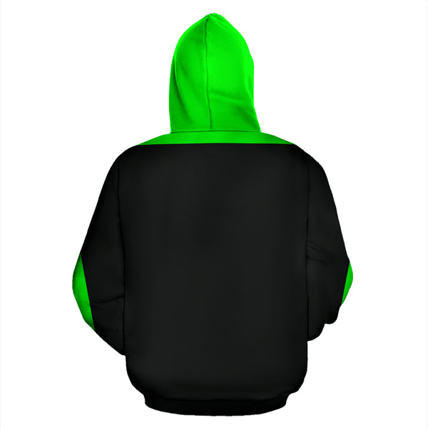 Hoodies4You "JUST ME" Black w/Neon Green Hood, Green Side Stripes