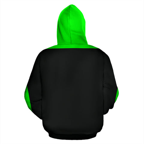Hoodies4You "JUST ME" Black w/Neon Green Hood, Green Side Stripes