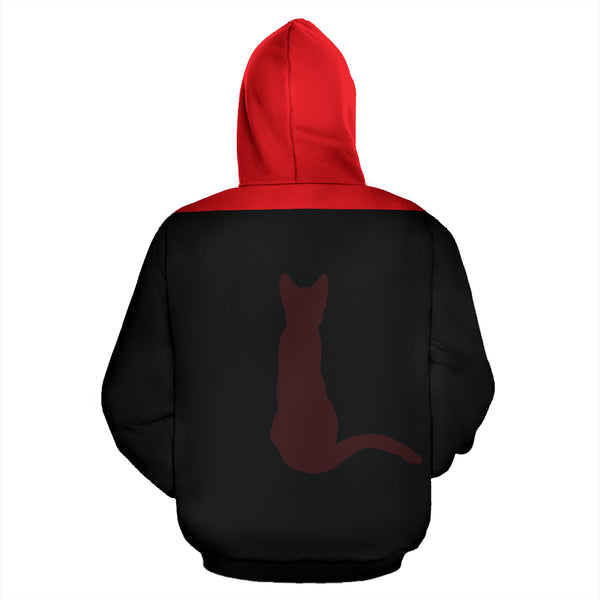 Hoodies4You "Just Me and My Cat" Black w/Red Hood and Cat