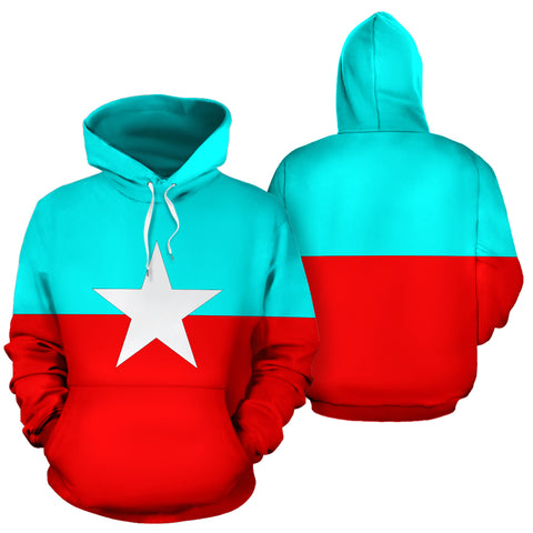 Hoodies4You "You are a Star" Red/Aqua Blue w/Aqua Blue Hood