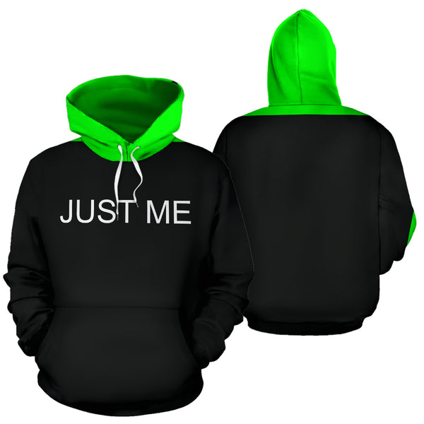 Hoodies4You "JUST ME" Black w/Neon Green Hood, Green Side Stripes