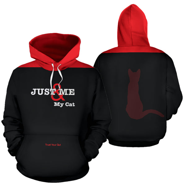 Hoodies4You "Just Me and My Cat" Black w/Red Hood and Cat