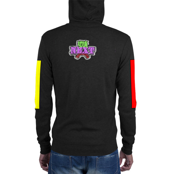 Hoodies4You "Just Me" "Trust Your Gut" Men's zip up Black w/Black Hood