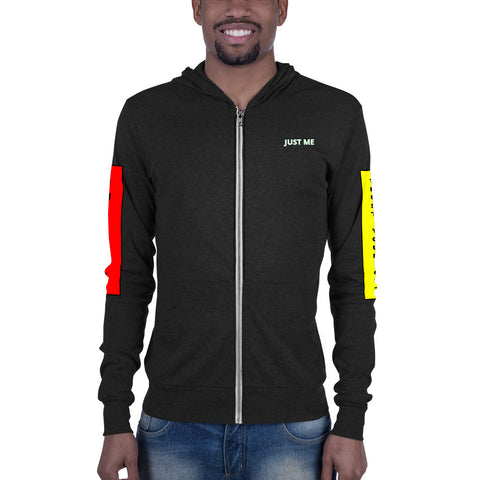 Hoodies4You "Just Me" "Trust Your Gut" Men's zip up Black w/Black Hood