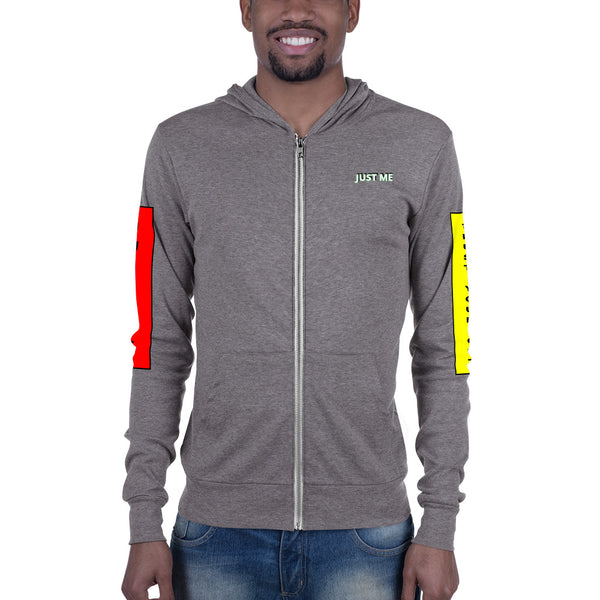 Hoodies4You "Just Me" "Trust Your Gut" Men's zip up Black w/Black Hood